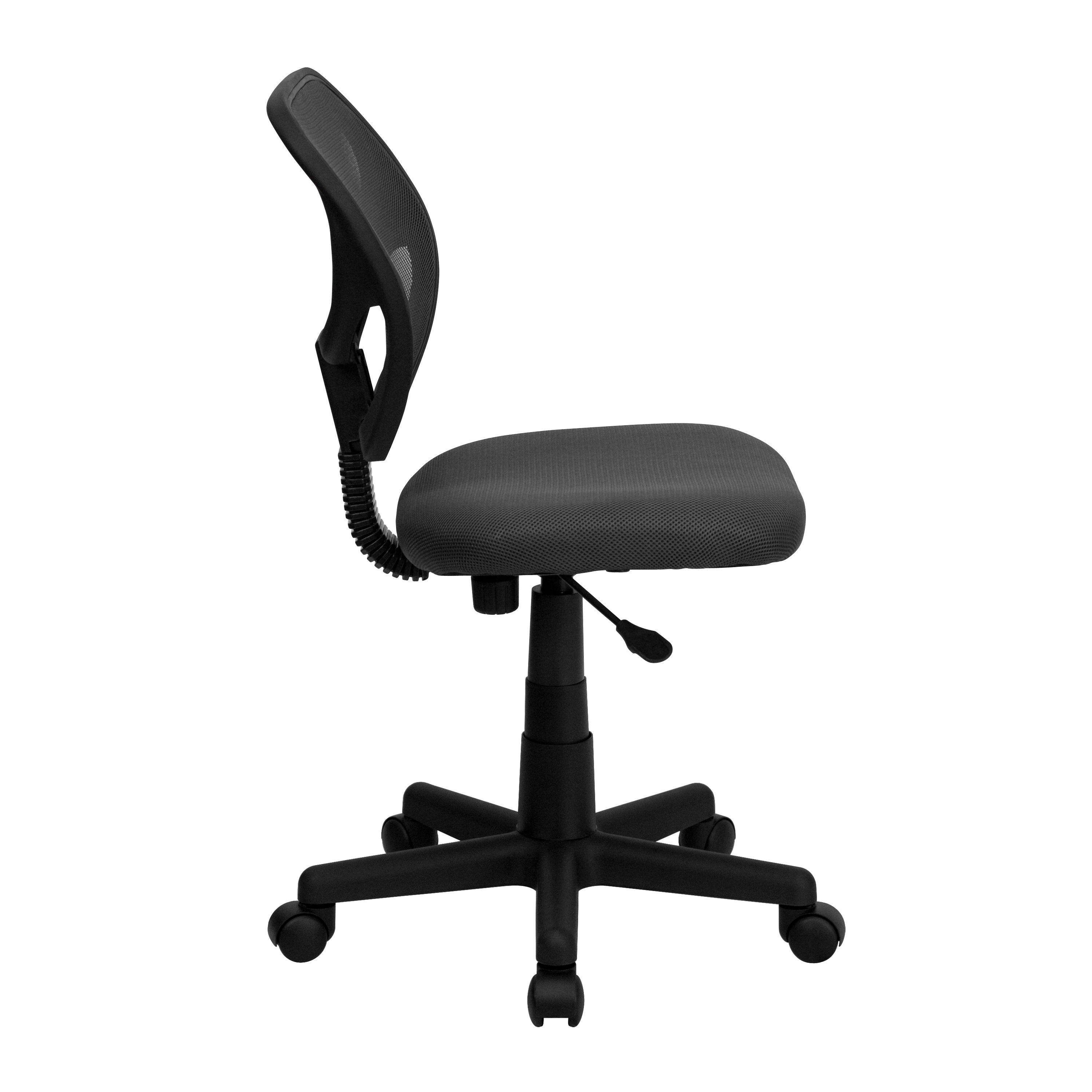 Neri Low Back Gray Mesh Swivel Task Office Chair with Curved Square Back