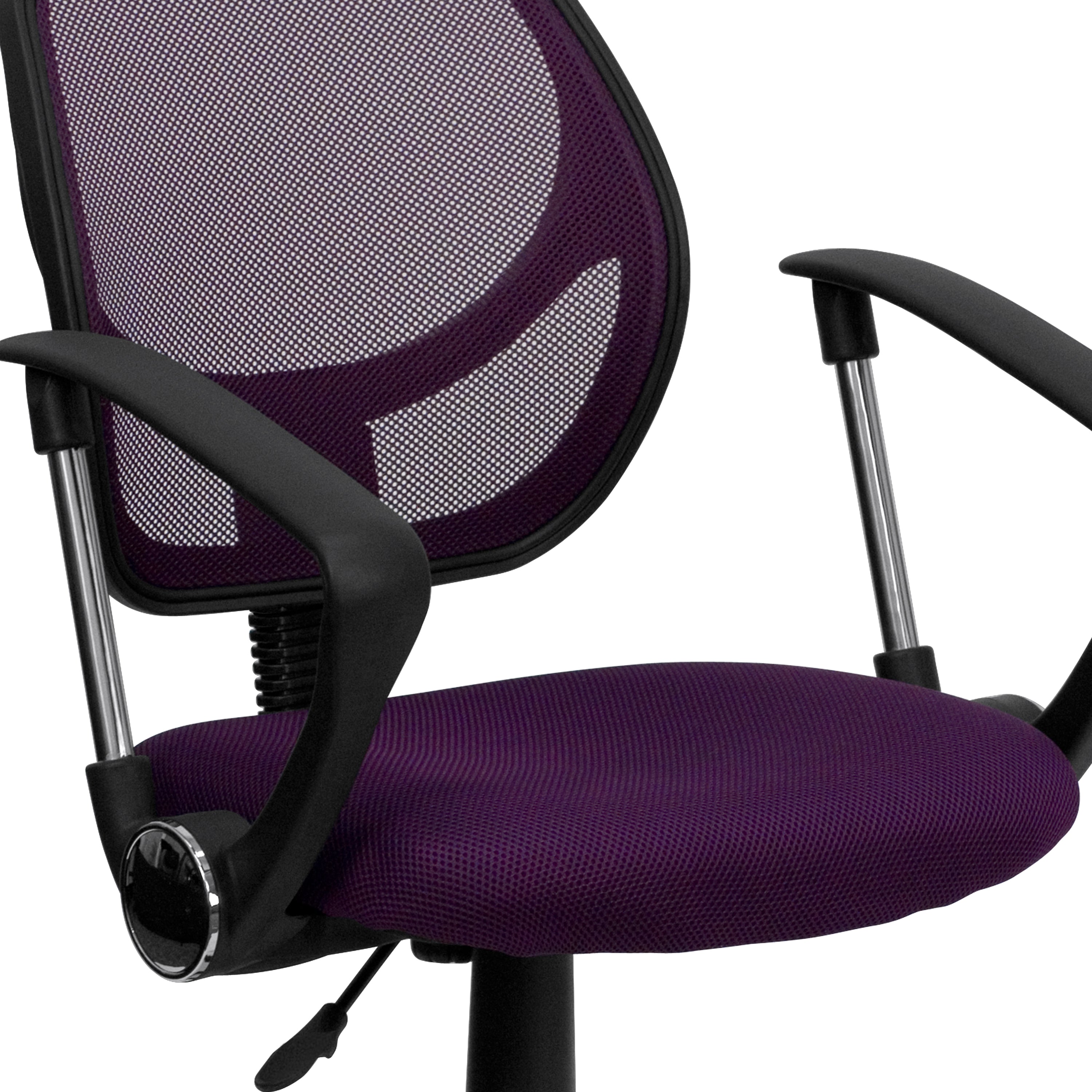 Neri Low Back Purple Mesh Swivel Task Office Chair with Arms