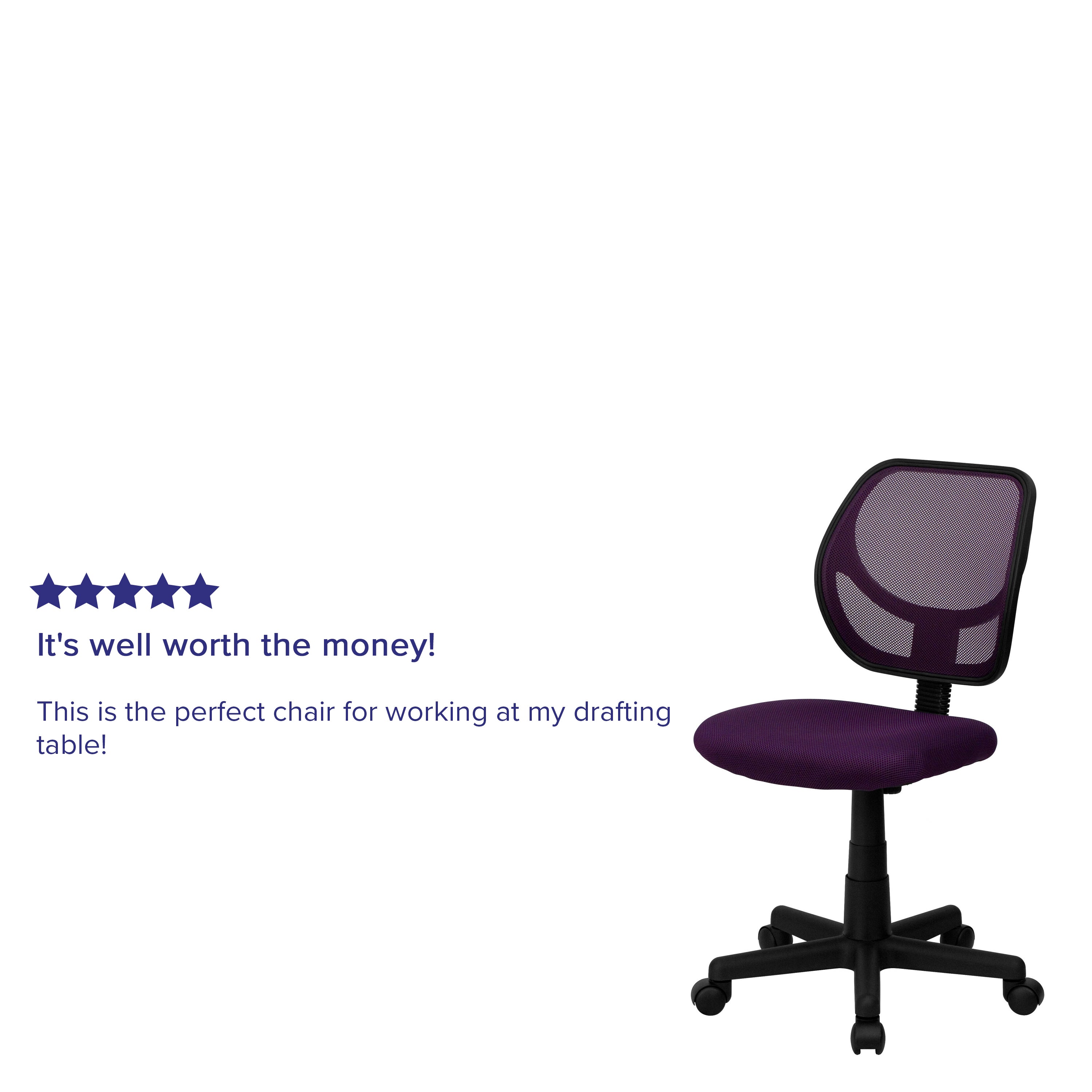 Neri Low Back Purple Mesh Swivel Task Office Chair