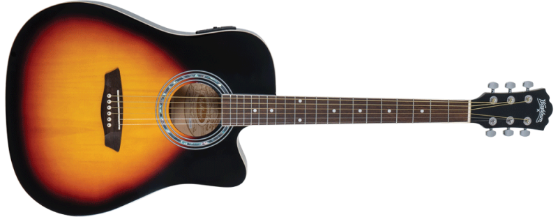 Washburn WA90CEVSB Dreadnought Acoustic Electric Guitar, Tobacco Burst