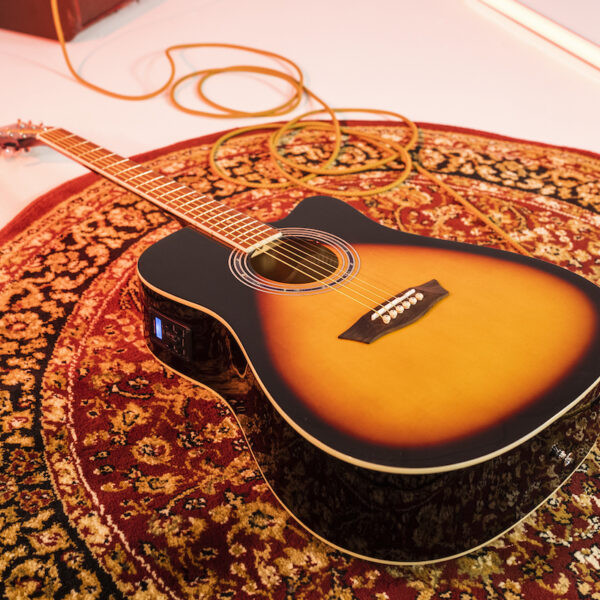 Washburn WA90CEVSB Dreadnought Acoustic Electric Guitar, Tobacco Burst