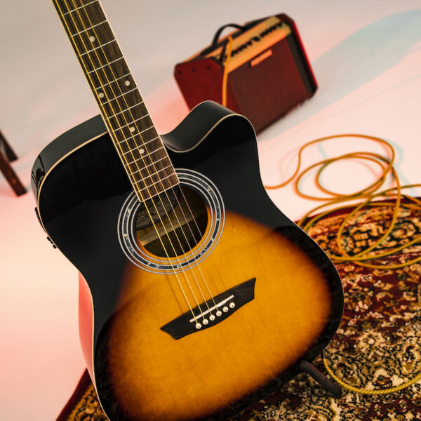 Washburn WA90CEVSB Dreadnought Acoustic Electric Guitar, Tobacco Burst