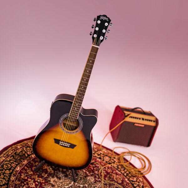 Washburn WA90CEVSB Dreadnought Acoustic Electric Guitar, Tobacco Burst