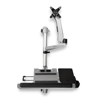 StarTech.com Wall Mount Workstation - Articulating Standing Desk w/Ergonomic Height Adjustable Monitor Arm & Padded Keyboard Tray - 34" VESA Display - Foldable Wall Mounted Sit Stand, TAA