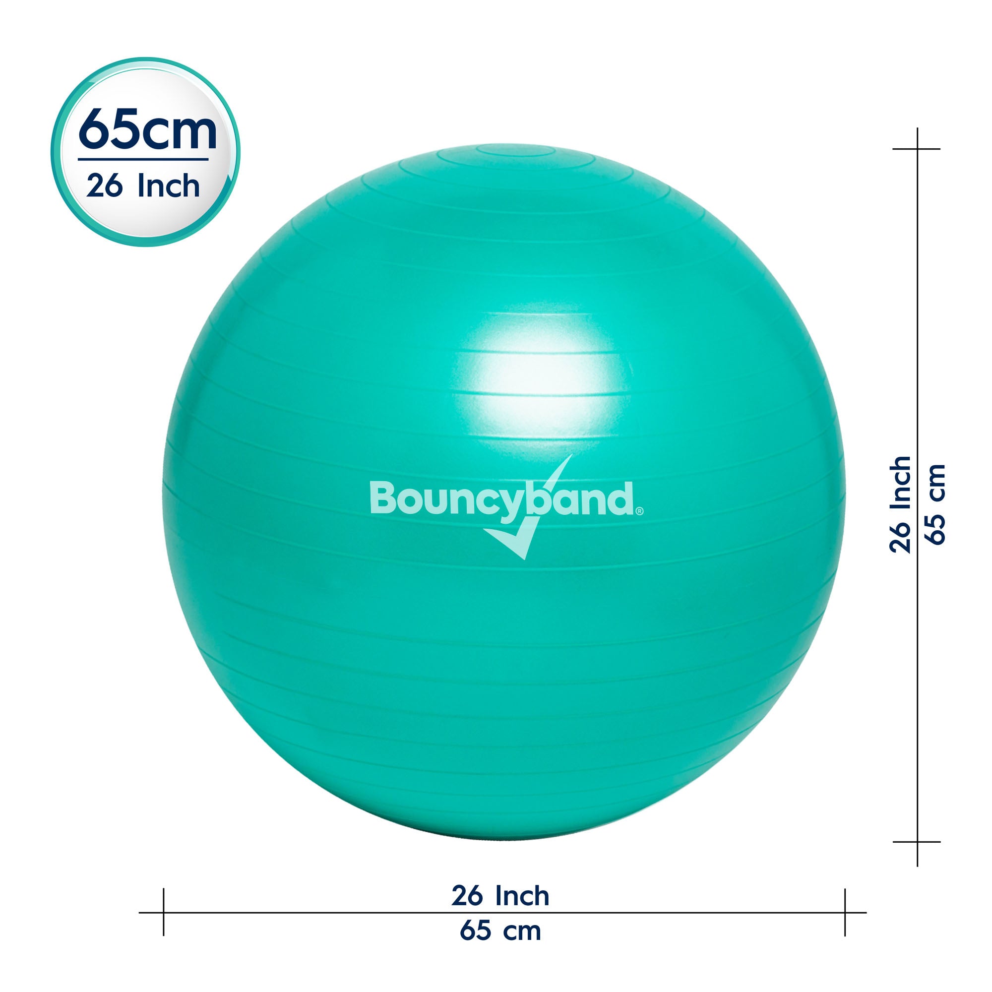 65cm Balance Ball No-Roll Weighted Seat-Green