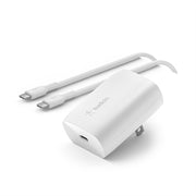 Belkin - BOOST↑CHARGE USB-C PD 3.0 PPS Wall Charger 30W with USB-C to USB-C Cable - White