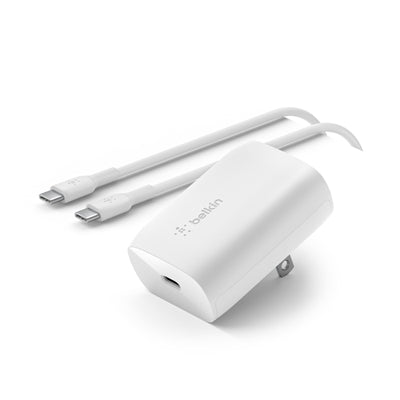 Belkin - BOOST↑CHARGE USB-C PD 3.0 PPS Wall Charger 30W with USB-C to USB-C Cable - White