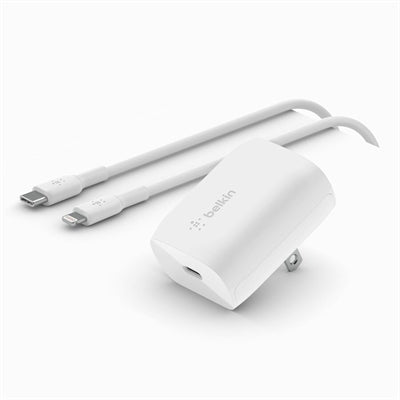 Belkin BOOST Charge Pro USB-C Wall Charger 20W with USB-C to Lightning Cable - White