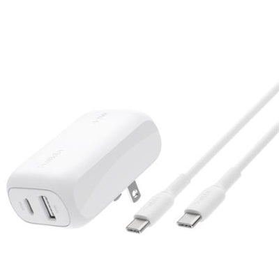 Belkin 42W Wall Charger C-C Bundle - White: iPhone & Samsung Compatibility Accessory