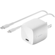 BELKIN WCH001DQ1MWH-B5 BOOST CHARGE White 30W USB-C GaN Wall Charger + USB-C to Lightning Cable