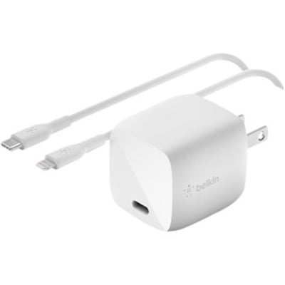BELKIN WCH001DQ1MWH-B5 BOOST CHARGE White 30W USB-C GaN Wall Charger + USB-C to Lightning Cable