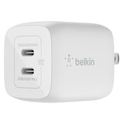 Belkin BoostCharge Pro Dual USB-C GaN Wall Charger with 45W + USB-C to USB-C Cable, 2m/6.6 Ft - White