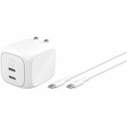 Belkin 2-Port USB C Charger Block 50W, Dual-Port GaN Charger W/ 2X USB C Ports & Included 1M C-C Cable, Fast Charging for MacBook, iPhone, iPad, Chrom