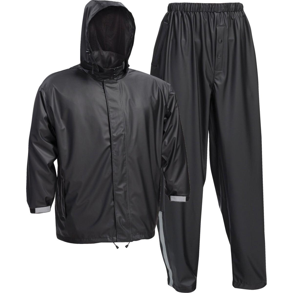 West Chester Protective Gear Large 3-Piece Black Polyester Rain Suit