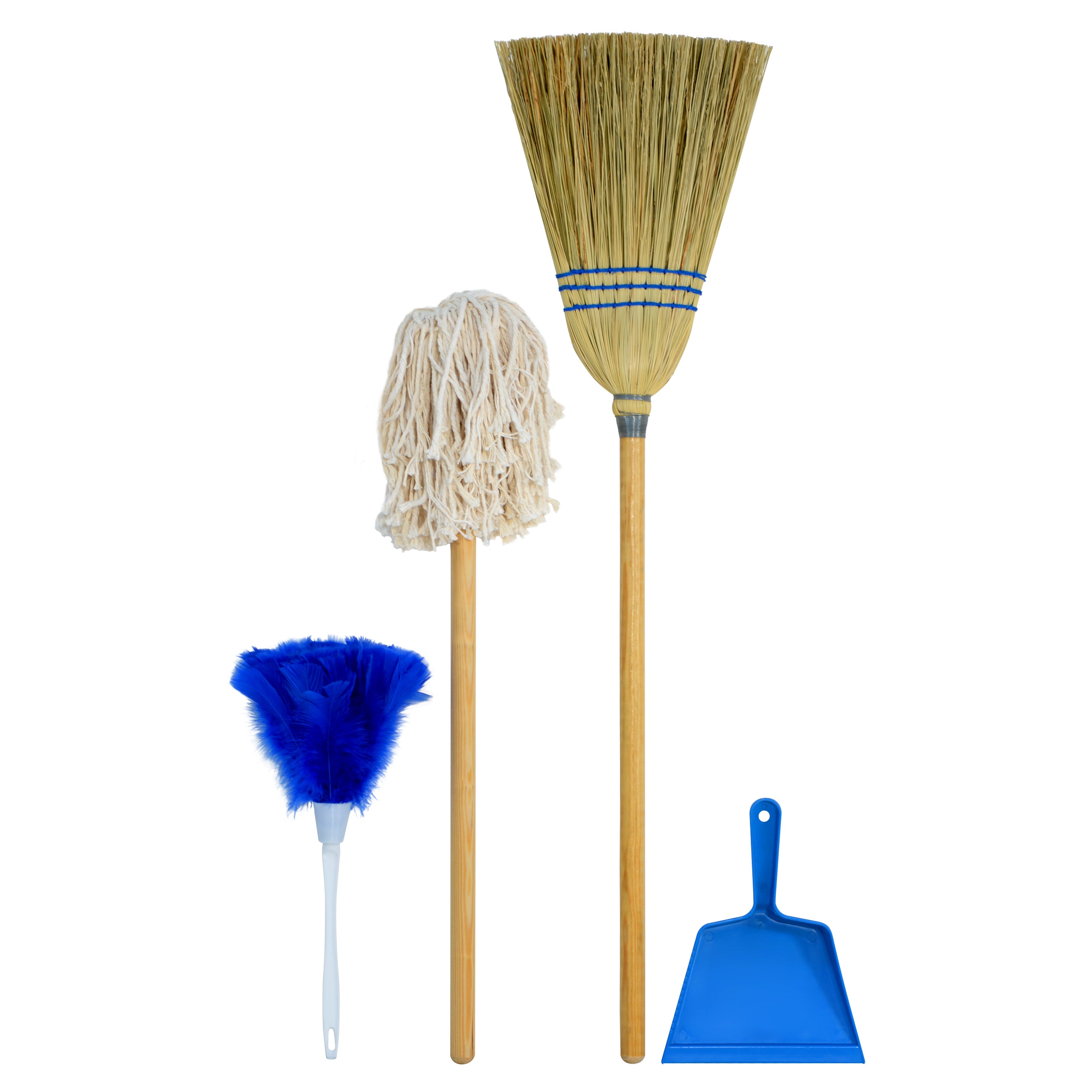 Broom, Mop, Duster, Dust Pan - Housekeeping Set, without Stand