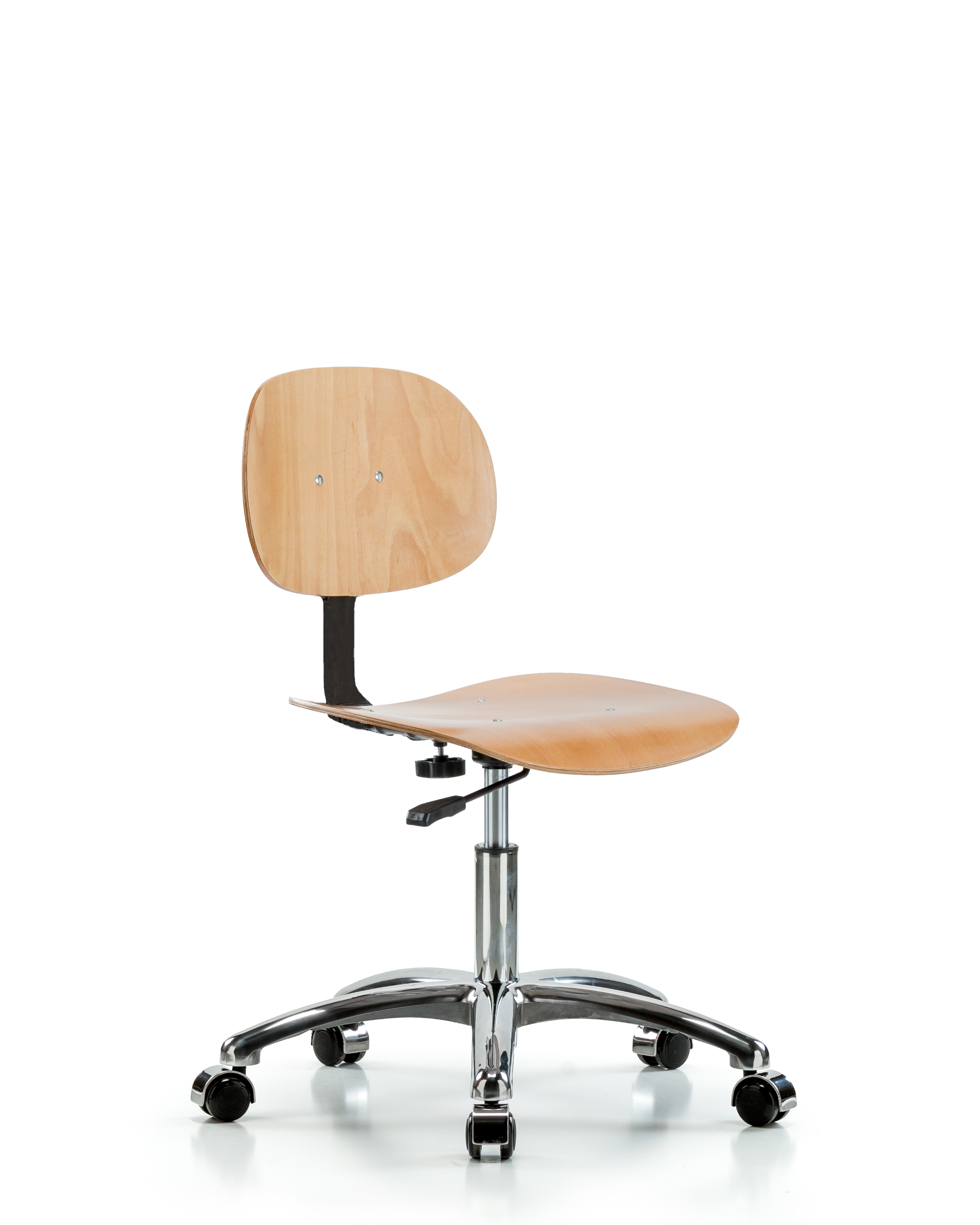 Wood Chair Chrome - Desk Height with Casters