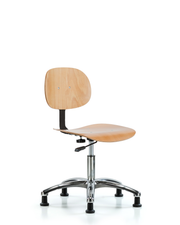 Wood Chair Chrome - Desk Height with Stationary Glides