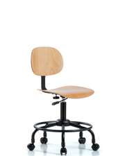 Wood Chair - Desk Height with Round Tube Base & Casters