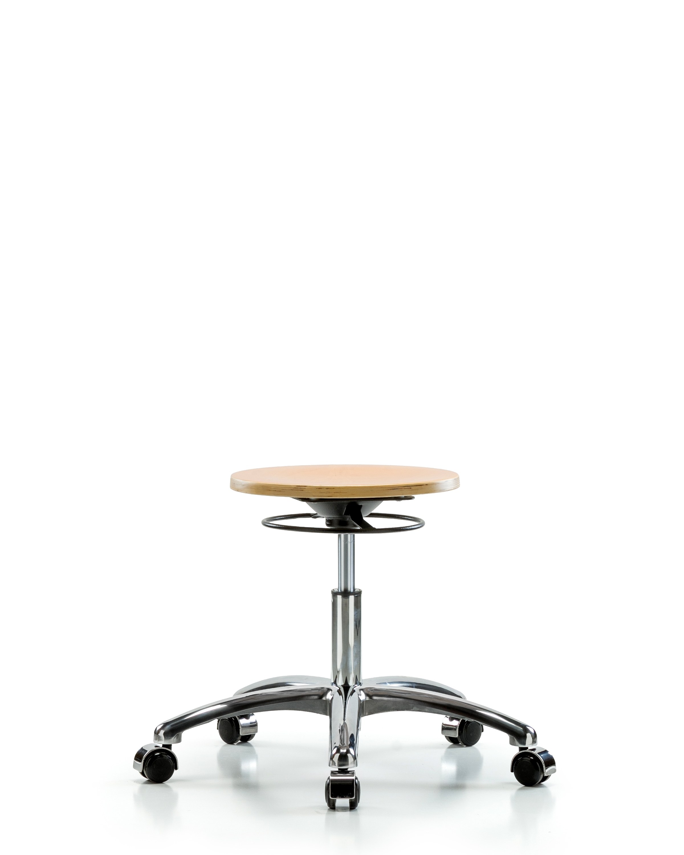 Wood Stool Chrome - Desk Height with Casters