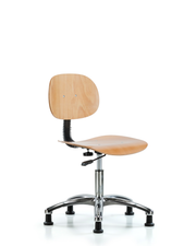Wood Stool Chrome - Desk Height with Stationary Glides
