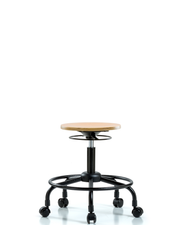 Wood Stool - Desk Height with Round Tube Base & Casters