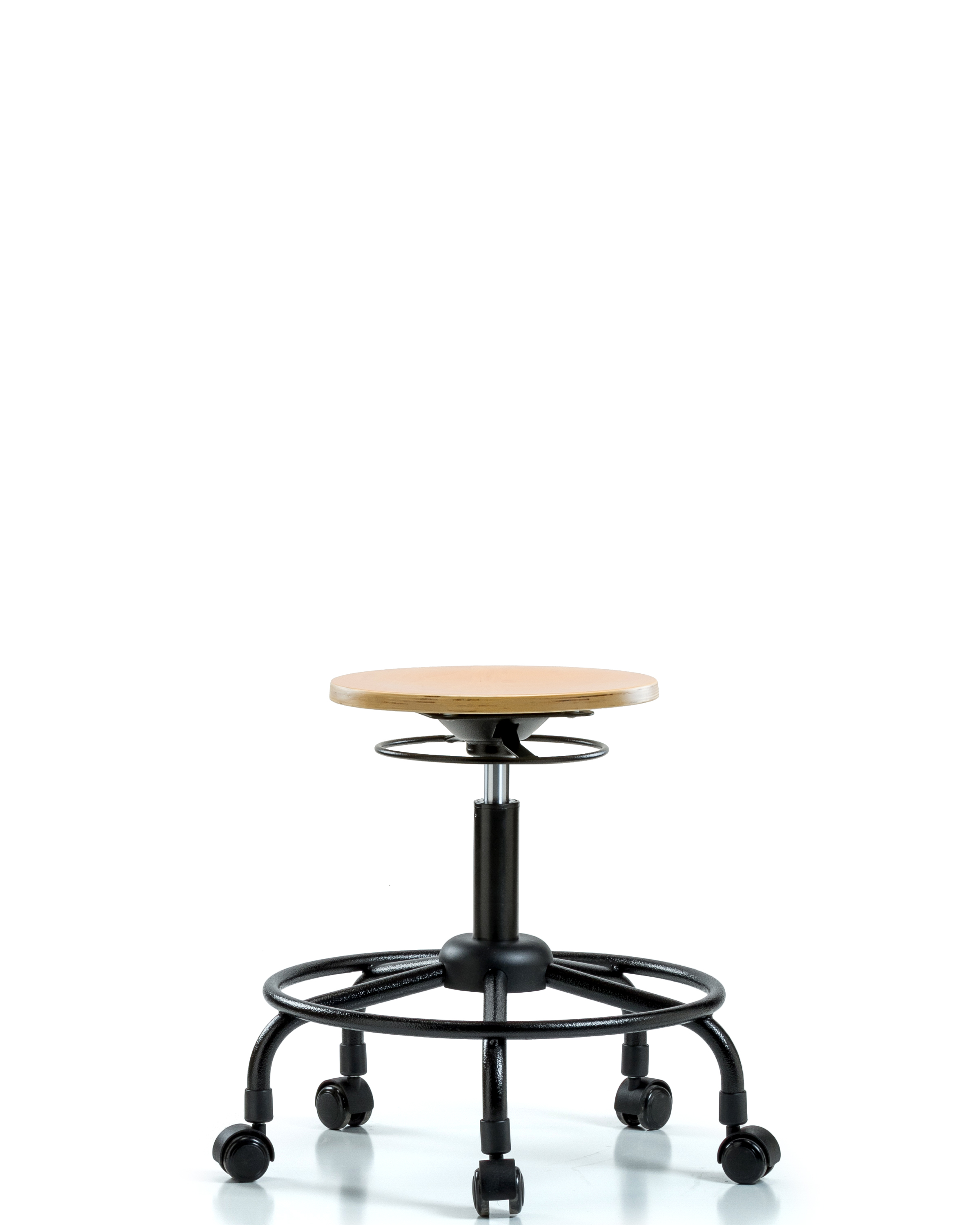 Wood Stool - Desk Height with Round Tube Base & Casters