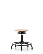 Wood Stool - Desk Height with Round Tube Base & Stationary Glides