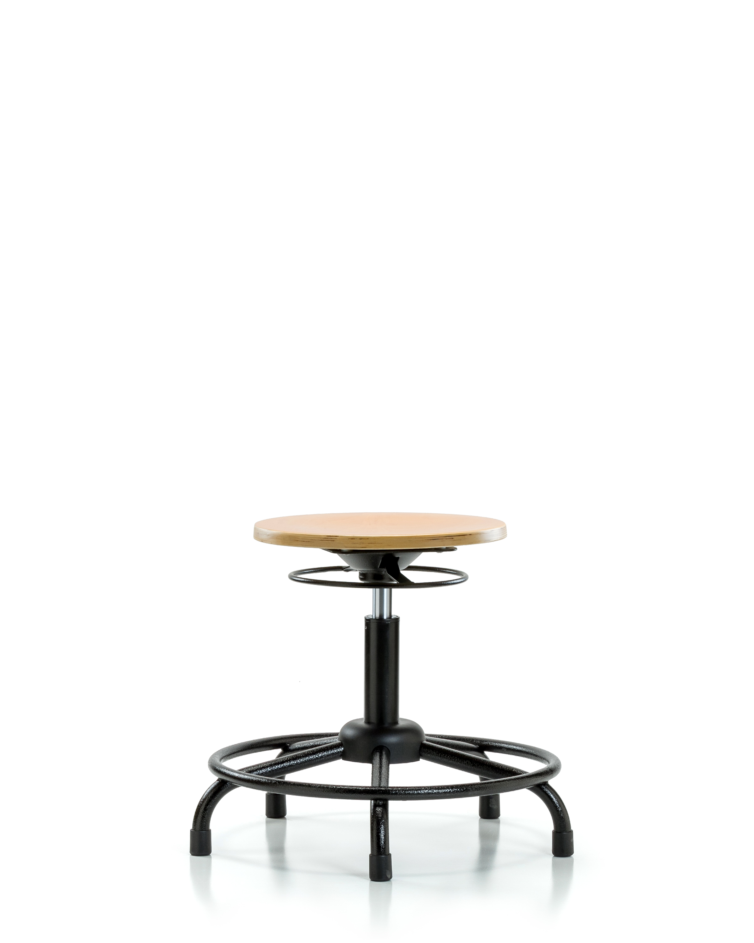 Wood Stool - Desk Height with Round Tube Base & Stationary Glides