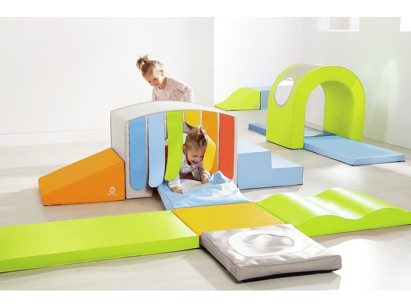 Tiny Tot Module Baby Bridge With Curtain - Ivory, 28.3"L x 18.9"W x 21.3"H