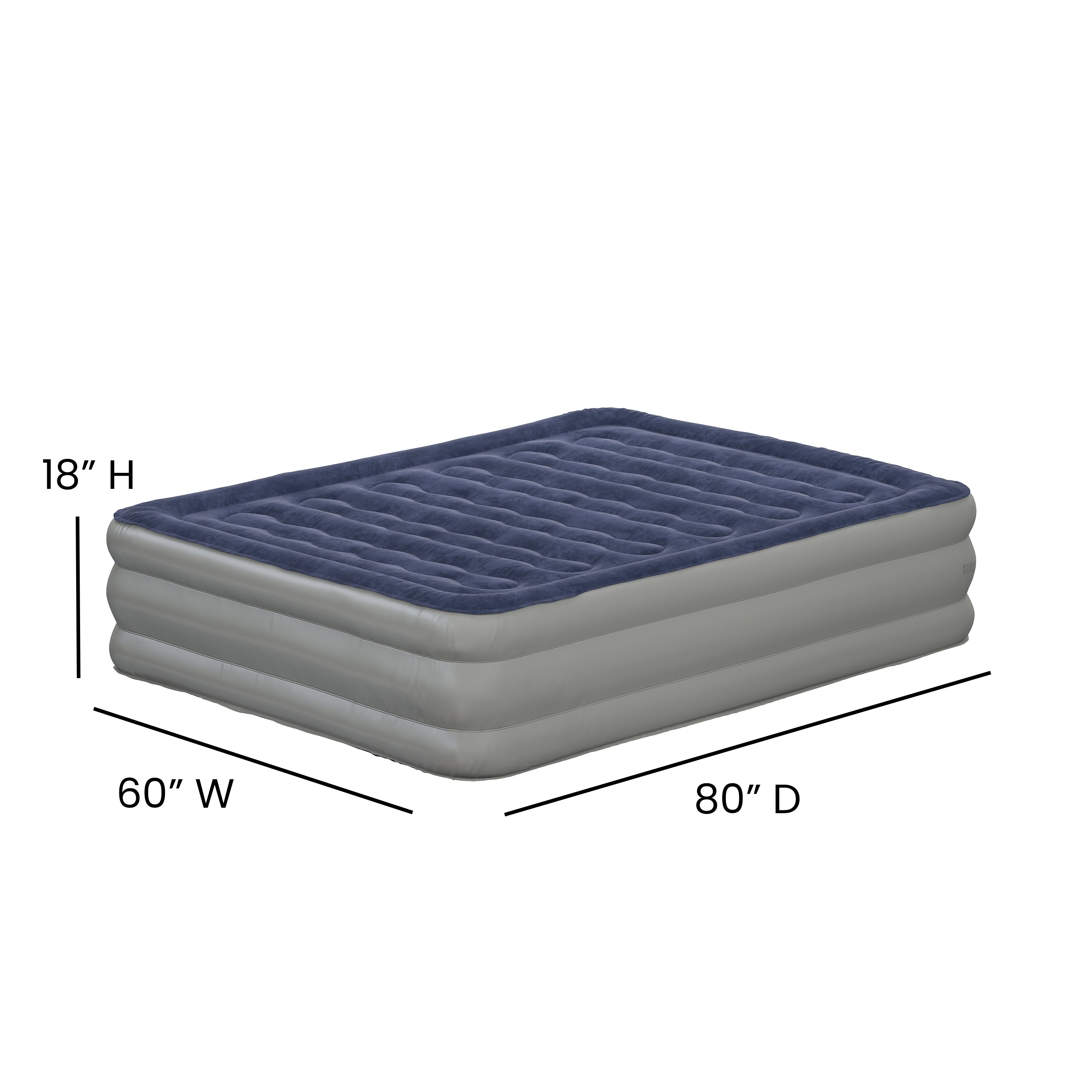 Kellos 18 inch Air Mattress with ETL Certified Internal Electric Pump and Carrying Case - Queen