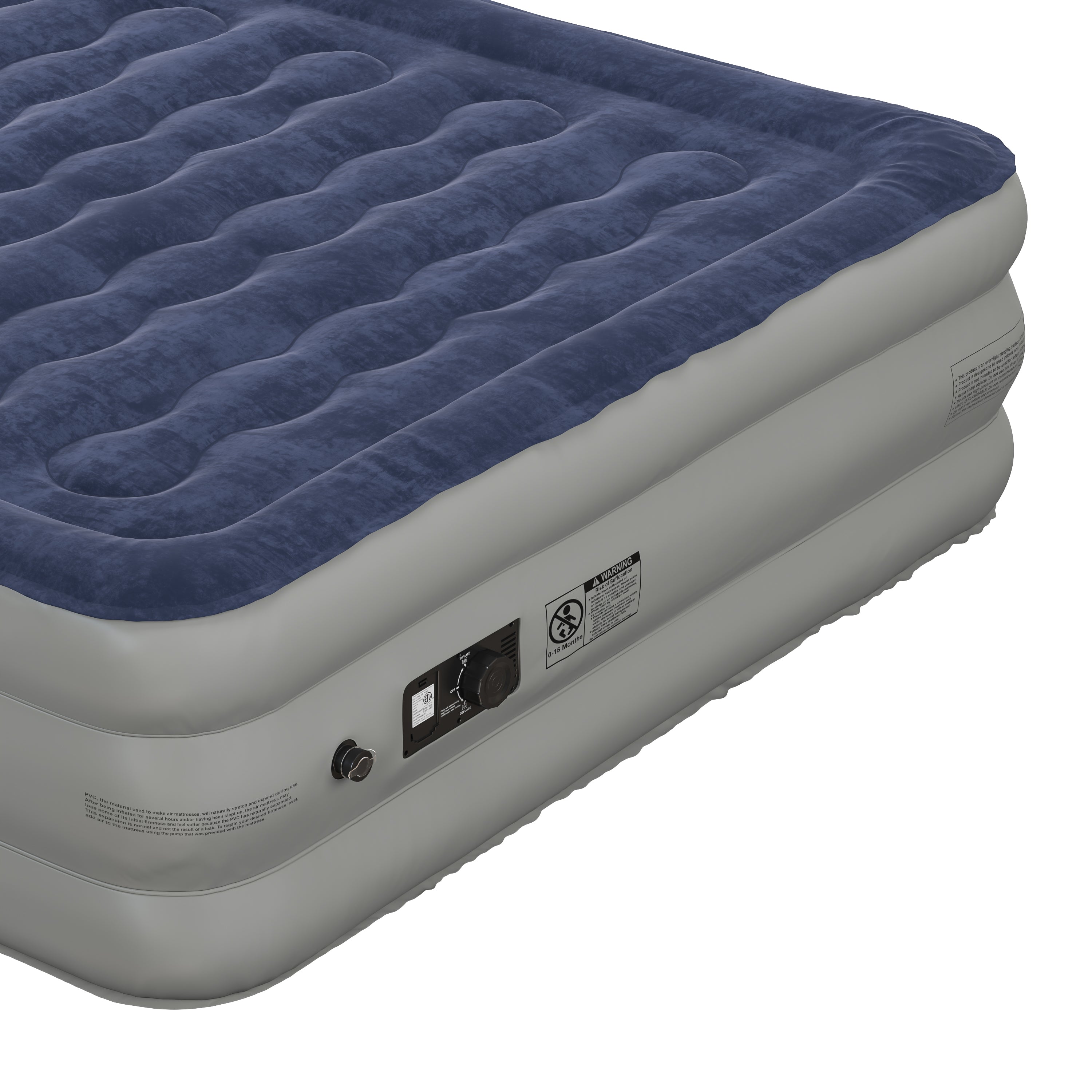 Kellos 18 inch Air Mattress with ETL Certified Internal Electric Pump and Carrying Case - Queen