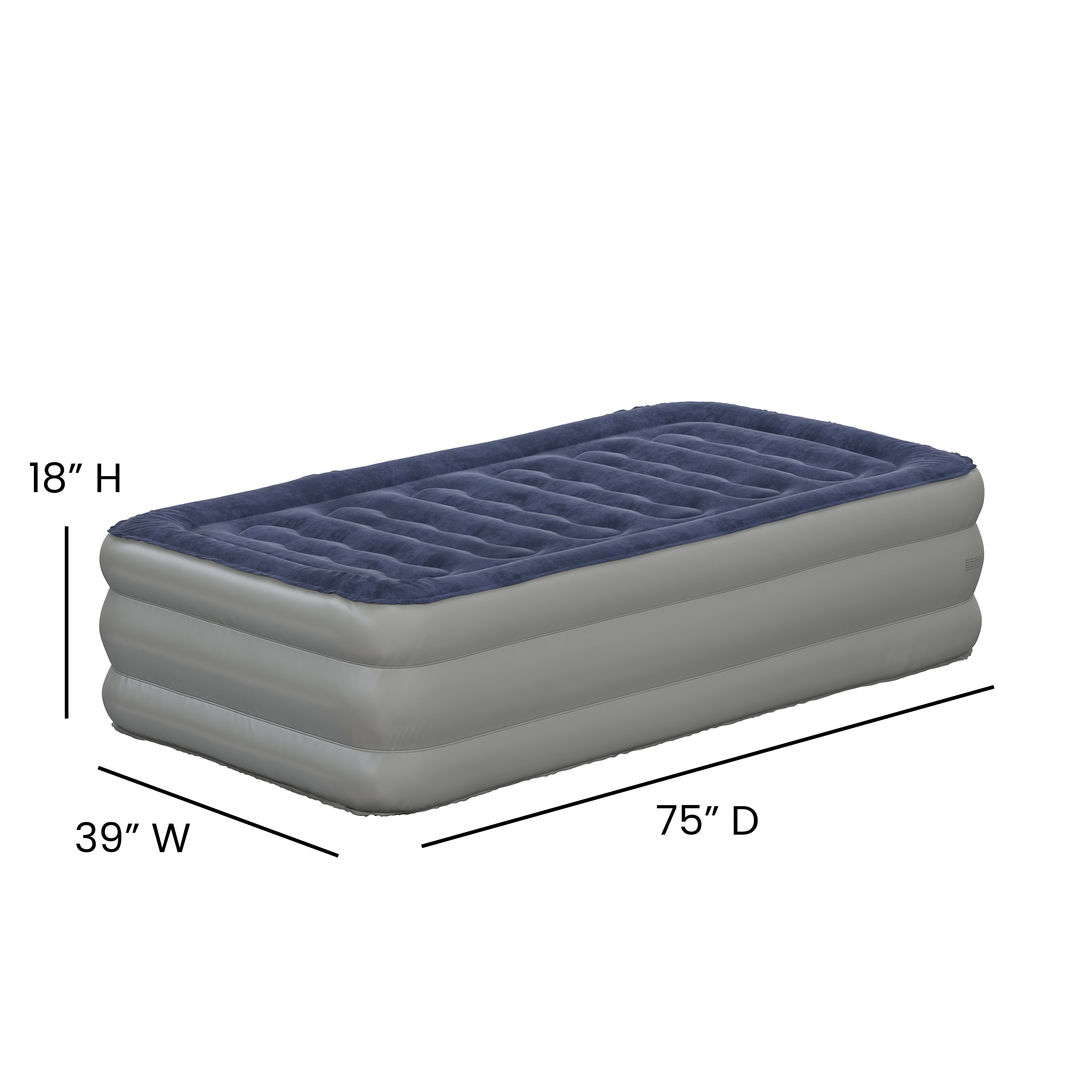 Kellos 18 inch Air Mattress with ETL Certified Internal Electric Pump and Carrying Case - Twin