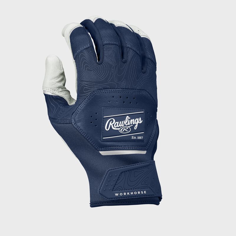 Rawlings Youth Workhorse Batting Gloves - Medium - White/Navy