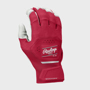 Rawlings Adult Workhorse Batting Gloves - Small - White/Scarlet