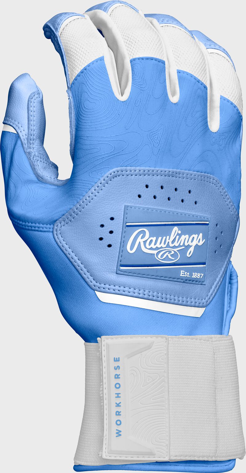 Rawlings Adult Workhorse Compression Strap Batting Gloves - Small - Columbia Blue