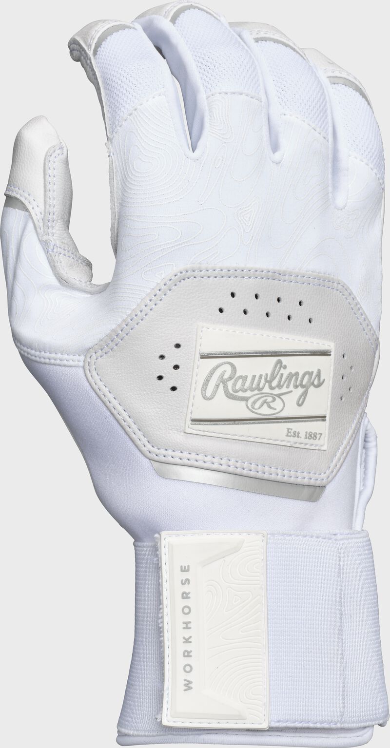 Rawlings Youth Workhorse Compression Strap Batting Gloves - Large - White