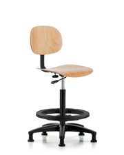 Wood Chair - High Bench Height with Black Foot Ring & Stationary Glides