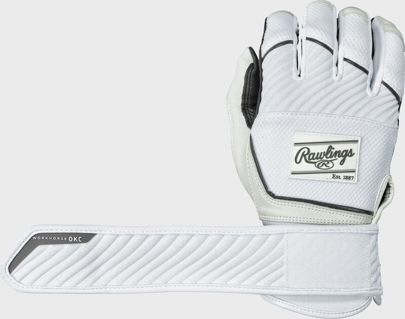 Rawlings Womens Workhorse Okc Compression Strap Fastpitch Softball Batting Gloves - Large - White