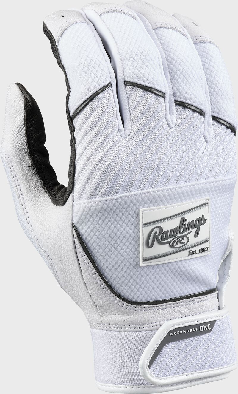 Rawlings Womens Workhorse Okc Fastpitch Softball Batting Gloves - Large - White