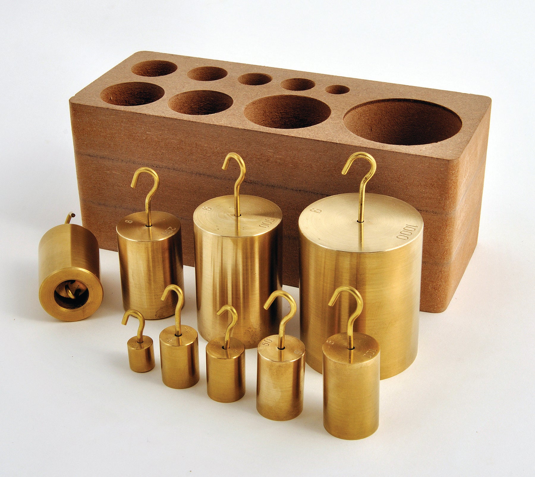United Scientific® Hooked Double-Ended Brass Weight Set Of 9