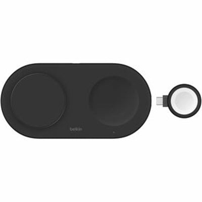 Belkin - BoostCharge Pro 15W 3-in-1 Magnetic Qi2 Charging Pad with USB-C Apple Watch Charger, Black - Black