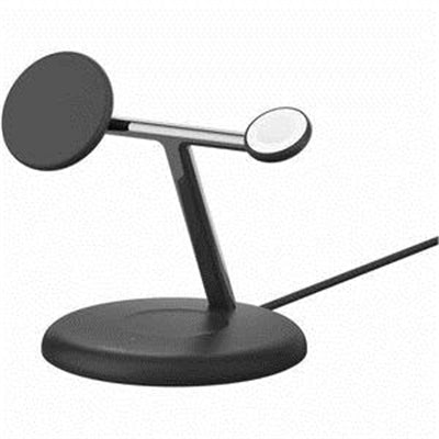 Belkin - 3-in-1 Stand 15W Qi2 Wireless Charger, Fast Charging for iPhone 17, AirPods, Apple Watch, & More (36W Included) - Black
