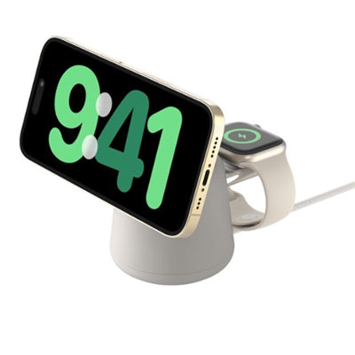Belkin - BoostCharge Pro 2-in-1 Wireless Charging Dock with Qi2 15W - Sand
