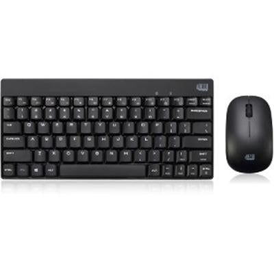 Adesso WKB-1100CB - Wireless Spill Resistant Mini Keyboard & Mouse Combo - USB Membrane Wireless RF Keyboard - 79 Key - English (US) - Black - USB Wir