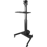 StarTech.com Mobile Standing Workstation with Monitor Mount  CPU/PC Holder  Height Adjustable Desktop Computer Cart  Standing Workstation  Black