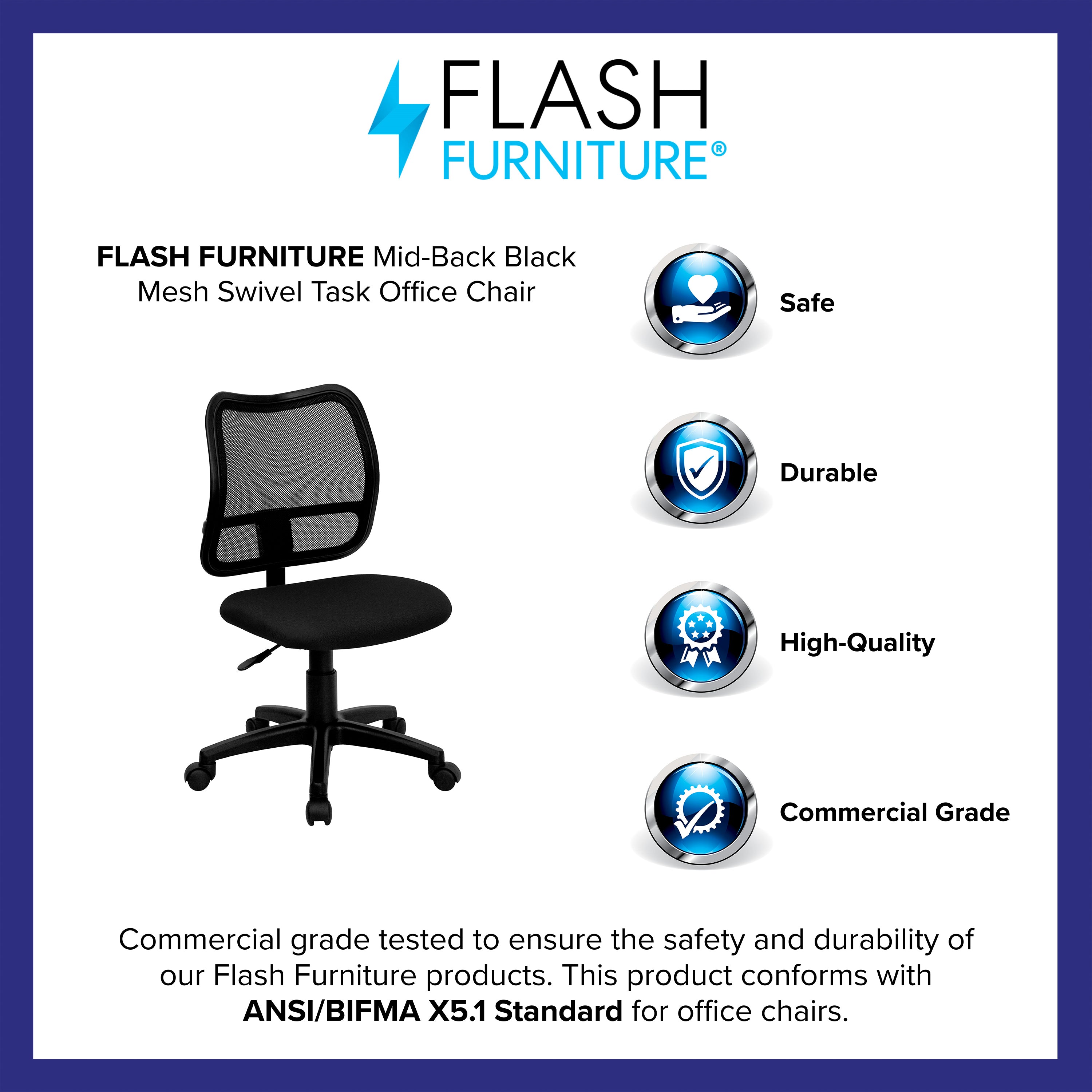 Alber Mid-Back Black Mesh Swivel Task Office Chair