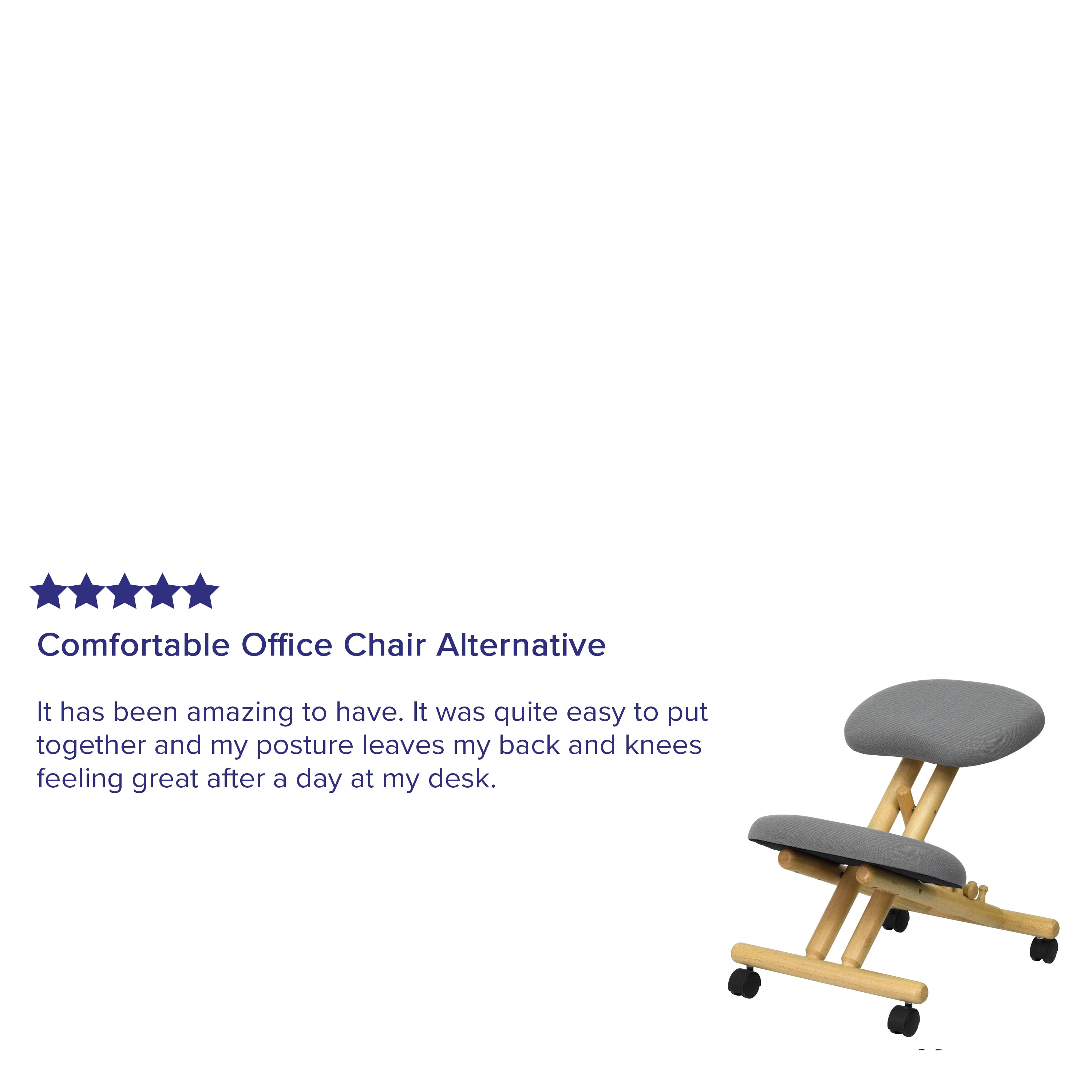 Posey Mobile Wooden Ergonomic Kneeling Office Chair in Gray Fabric