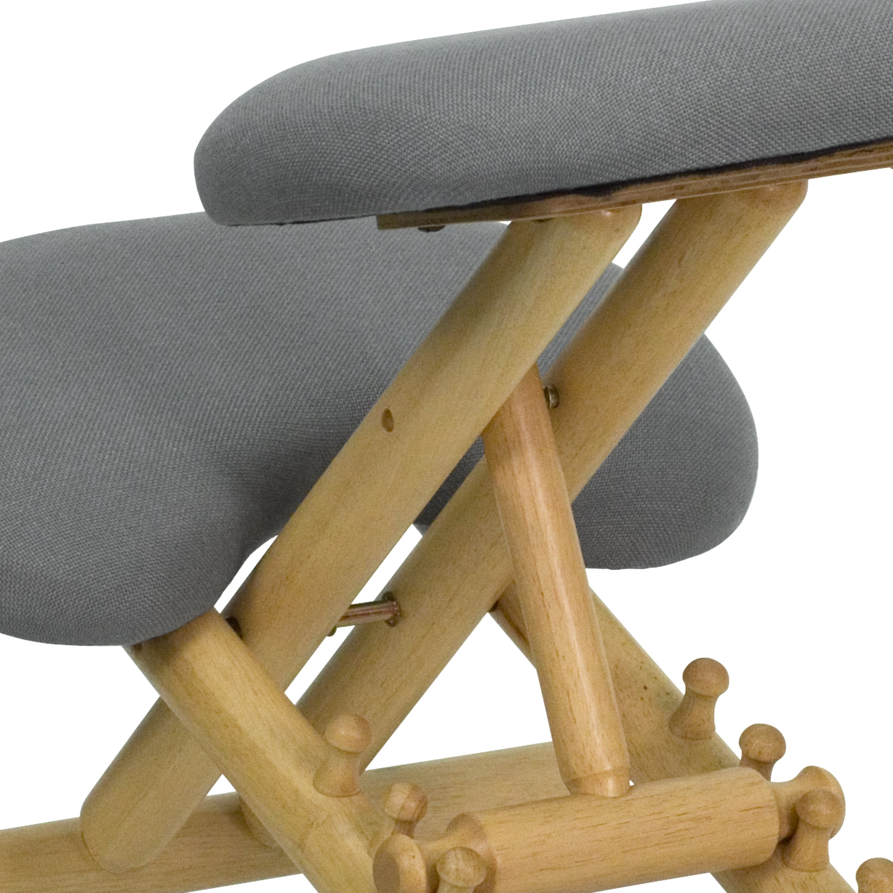 Posey Mobile Wooden Ergonomic Kneeling Office Chair in Gray Fabric