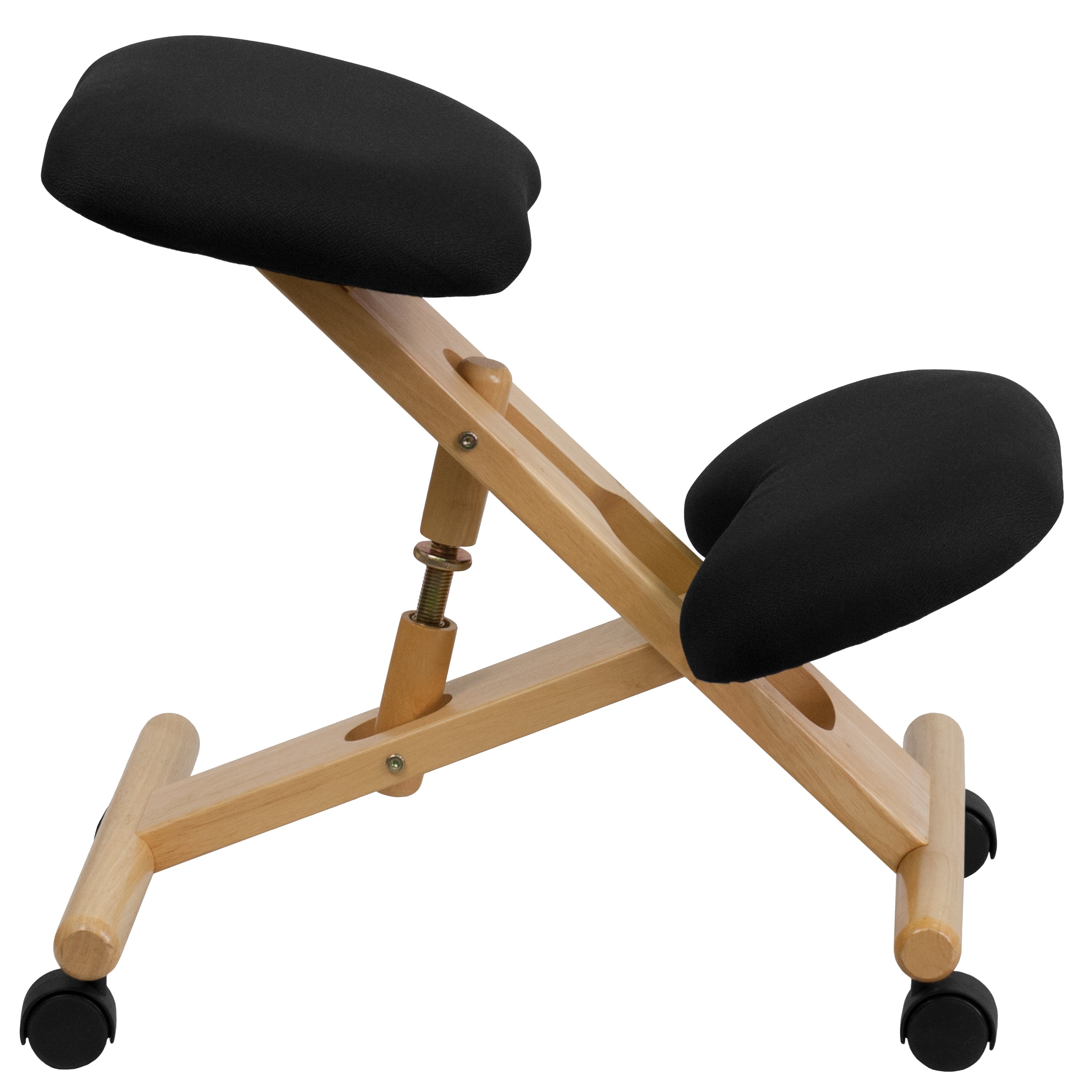 Posey Mobile Wooden Ergonomic Kneeling Office Chair in Black Fabric
