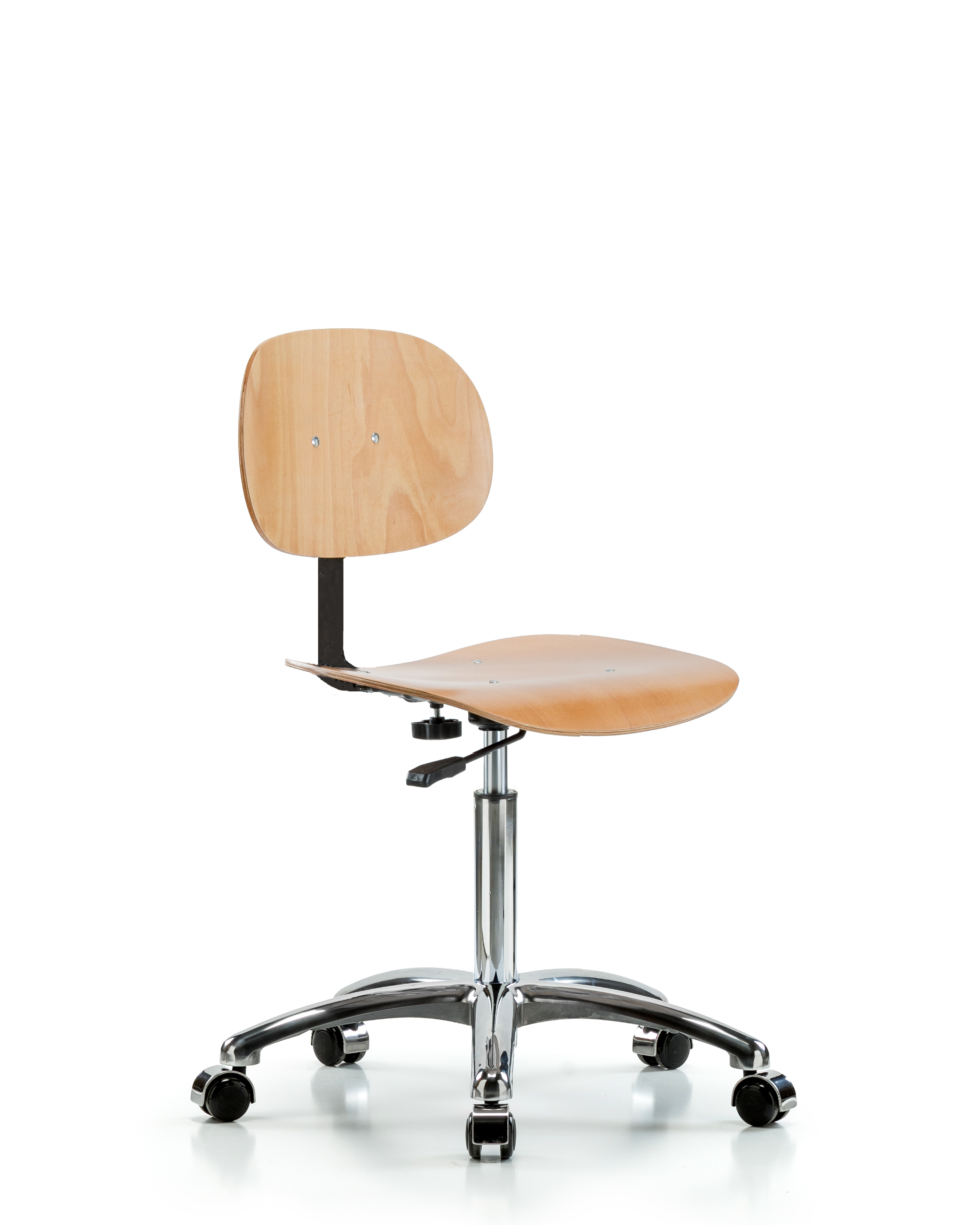 Wood Chair Chrome - Medium Bench Height with Casters